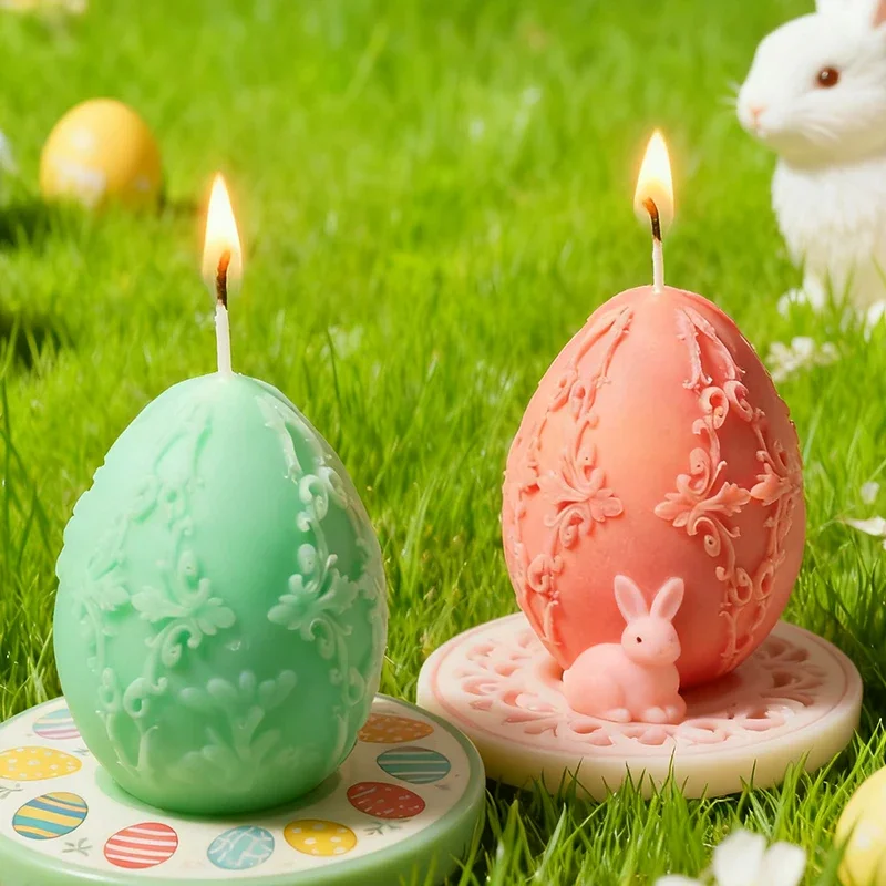 

Scented Candle Silicone Mold DIY Easter Gifts Egg Handmade Bird and Flower Egg Plaster Soap Molds for Candles Making Supplies