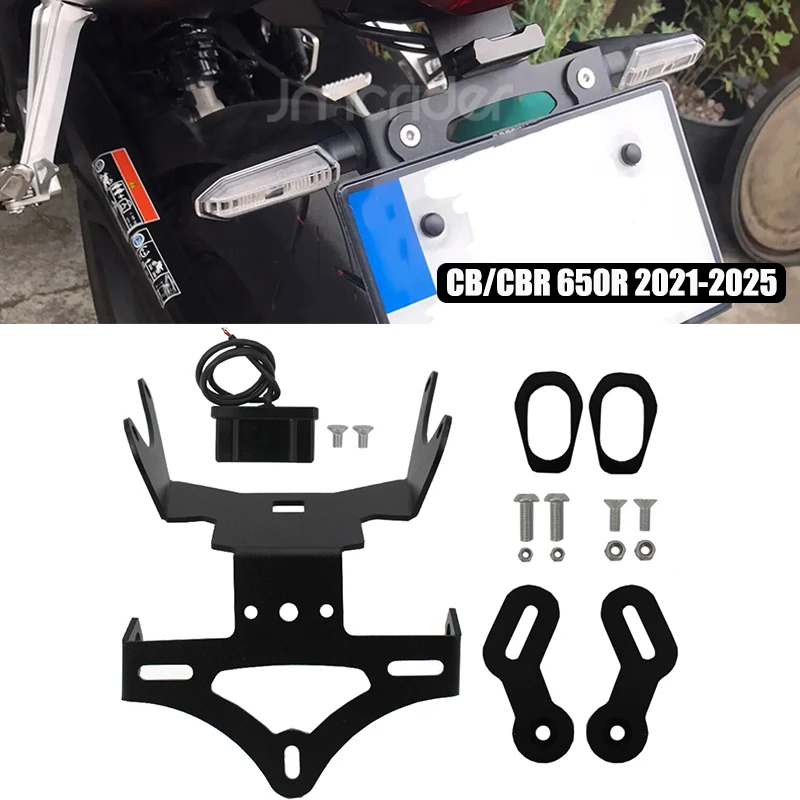 For Honda CB/CBR 650R CB650R CBR650R 2021-2025 Motorcycle Fender Eliminator Tail Tidy License Plate Holder Mount LED Light