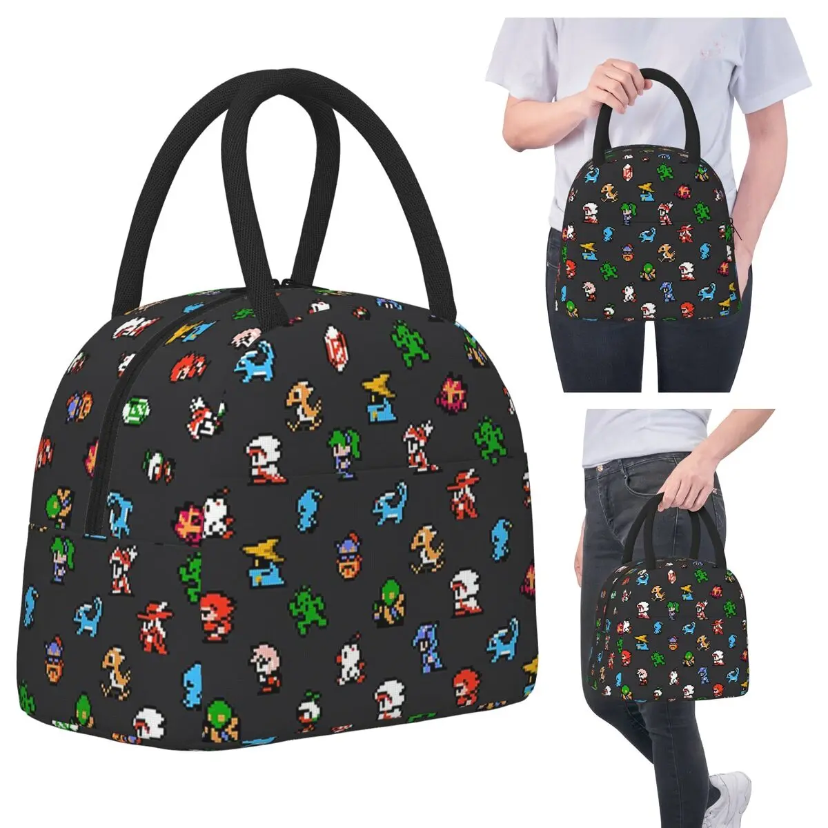 

Final Fantasy Pixel Board Insulated Lunch Bag for Women Office Cooler Thermal Food Box Tote Portable Lunch Boxes Container