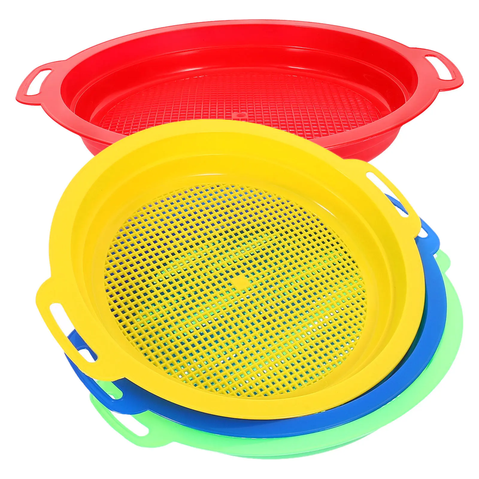 4Pcs Kids Sand Sieve Plastic Beach Plaything Lightweight Strainer Play Tool Plastic Sieve