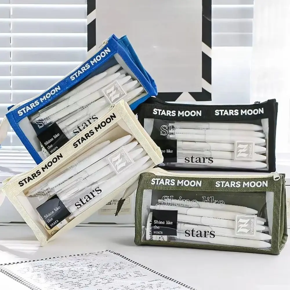 Estuche de lápices transparente de PVC triangular, bolsa de almacenamiento de papelería tridimensional de gran capacidad, transparente impermeable