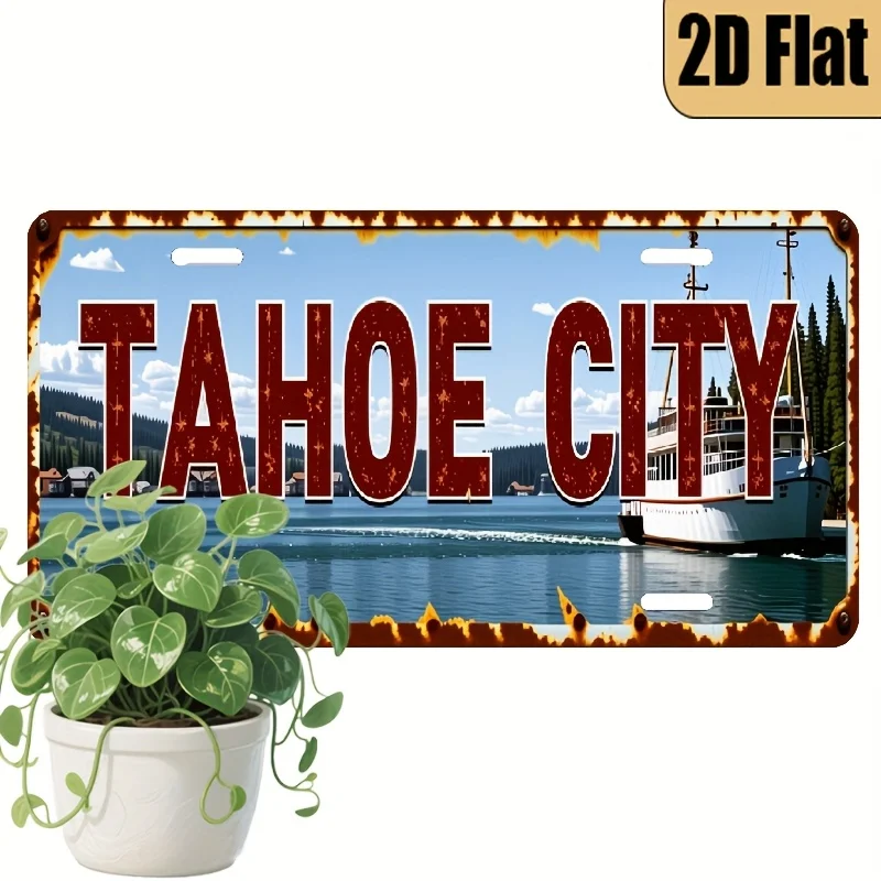 1pc Vintage Tahoe California License Plate - 6x12 Inch Retro Car-Style Sign with Tahoe City Logo, Lake Tahoe Nevada/South Lake T