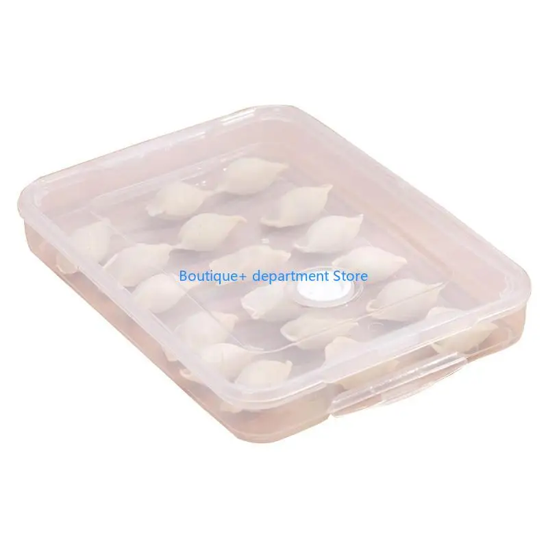 E1PD Household Refrigerator Single Layer Dumplings Box Stackable Plastic Egg Storage Tray Airtight Kitchen Preservation Lid