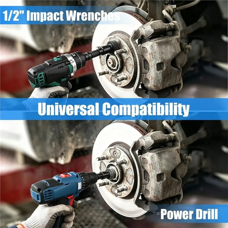 Efficientt-Wire Wheel Kit(12Pcs), Wheel Hub Cleaning Tool& Resurfacing Kit With Stud Cleaner For Drill& Impact Wrenches