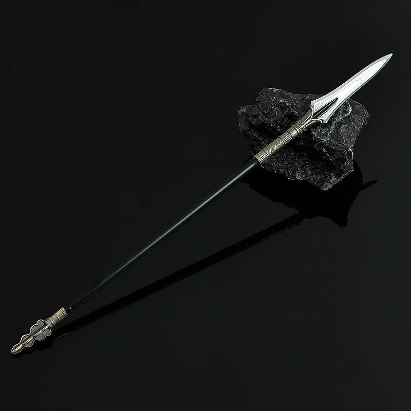 22 センチメートル/8.66 インチ西遊記映画とテレビ周囲の象牙の槍古代中国金属武器モデルデスクトップアクセサリーおもちゃの少年