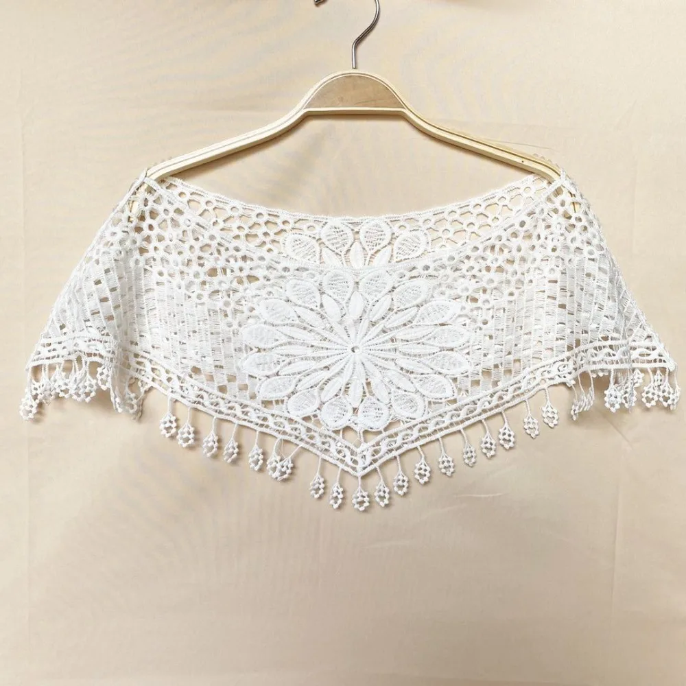 

Shirt Cover Hollow Out Lace Shawl Poncho Retro Elegant Fake Collar French Style Exquisite Lace Neckline Women