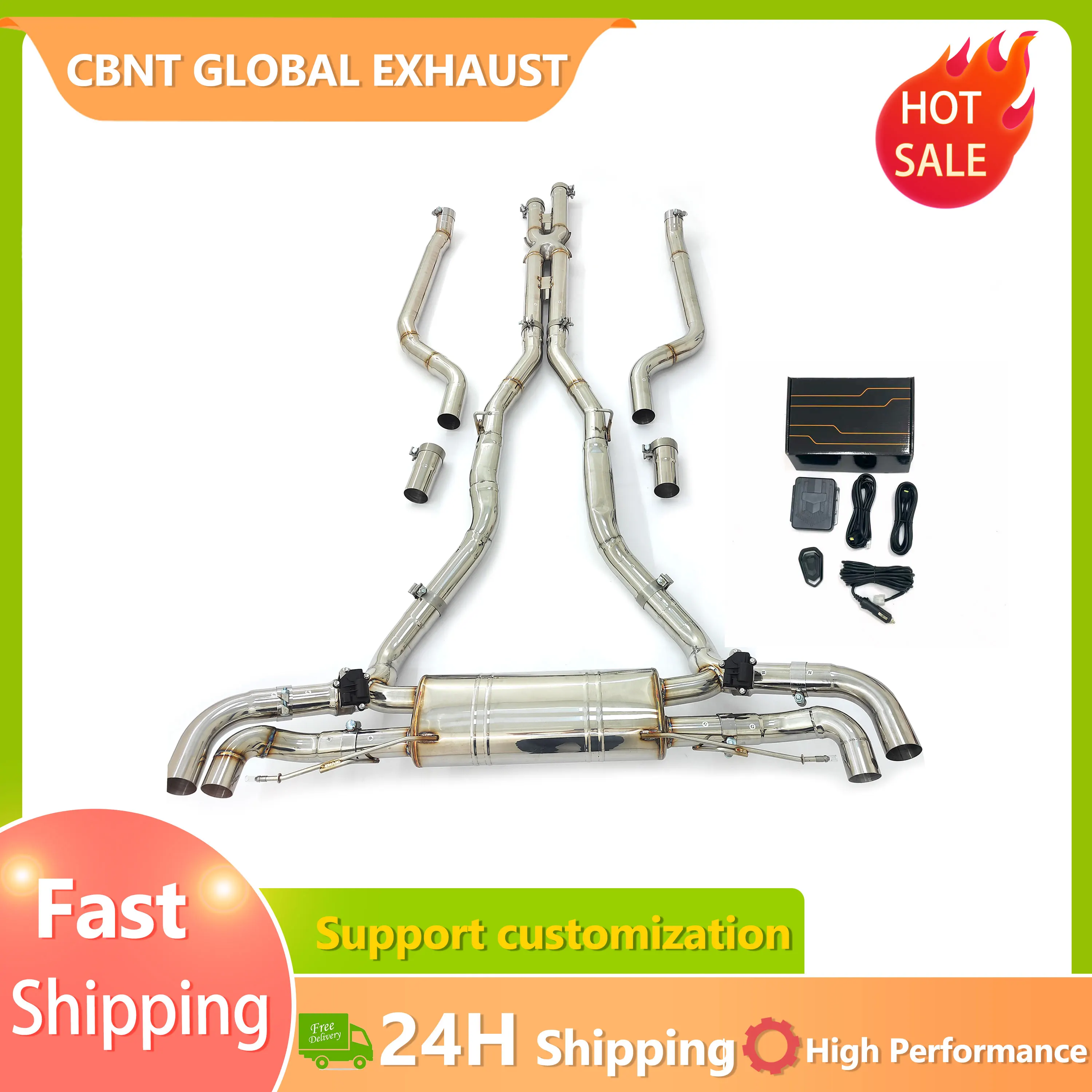 

CBNT Valvetronic Exhaust Catback for BMW X5 G05 X6 G06 X7 G07 M50i M60i V8 4.4T SS304 Valved Muffler Remote Control Exhaust Pipe