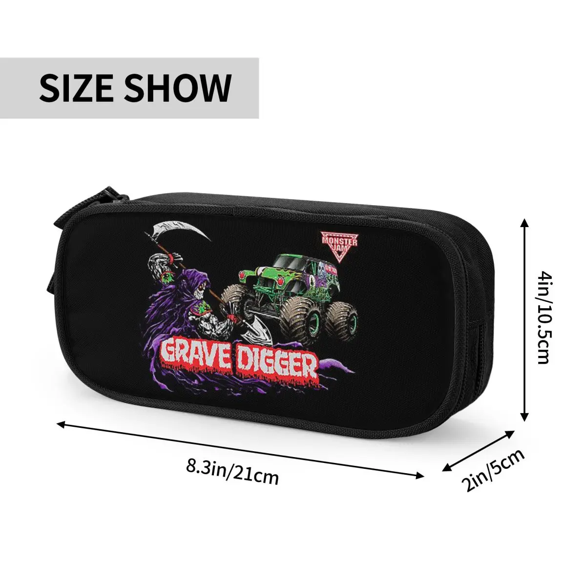 Classic Monster Jam Truck Pattern Pencil Cases for Students School Pen Box Pencil Bag Large Storage Pencil Pouch