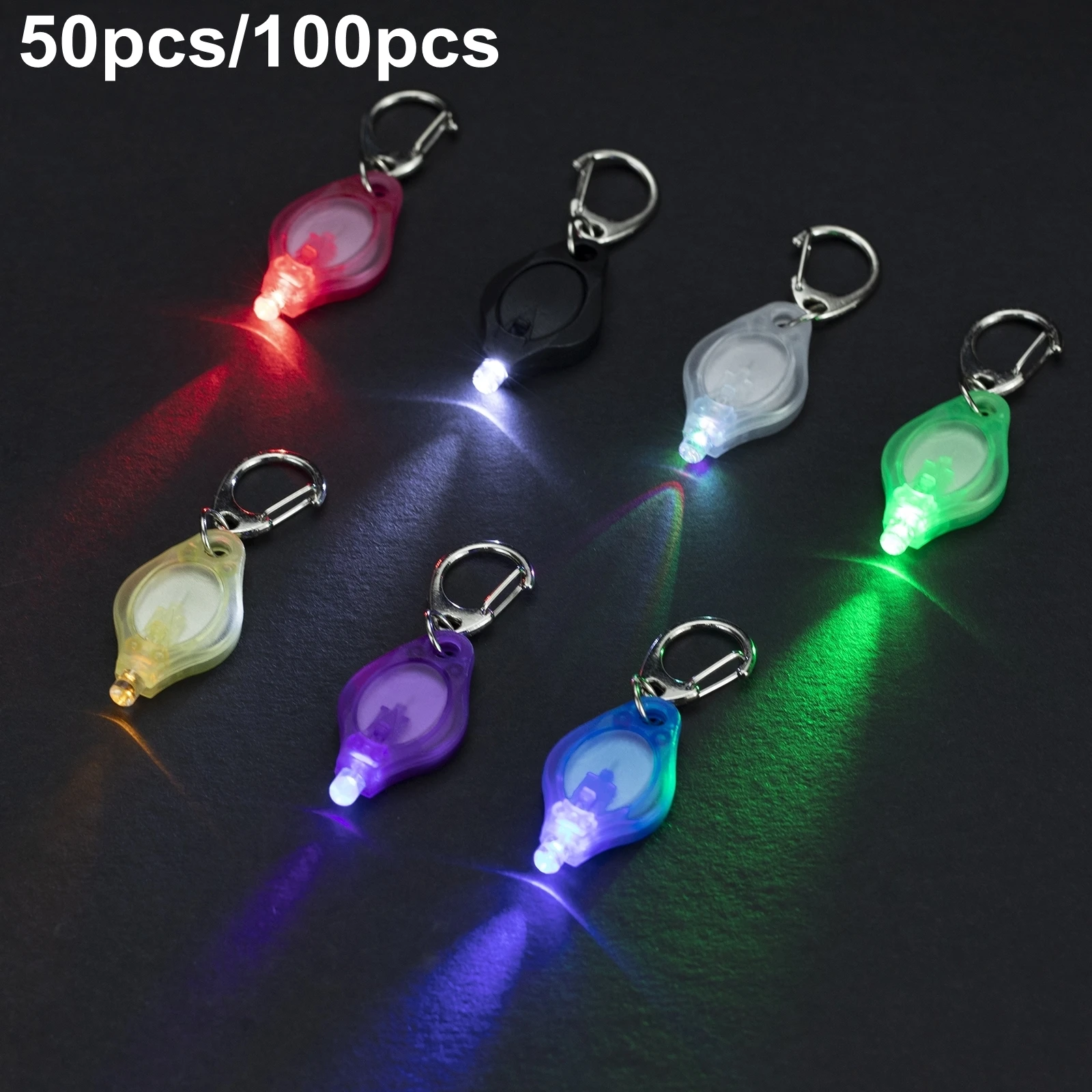 1/10/50/100pc/Mini LED Keychain Light White Red Yellow Green Blue Purple Light Flashlight Portable Emergency Lighting Torch Lamp