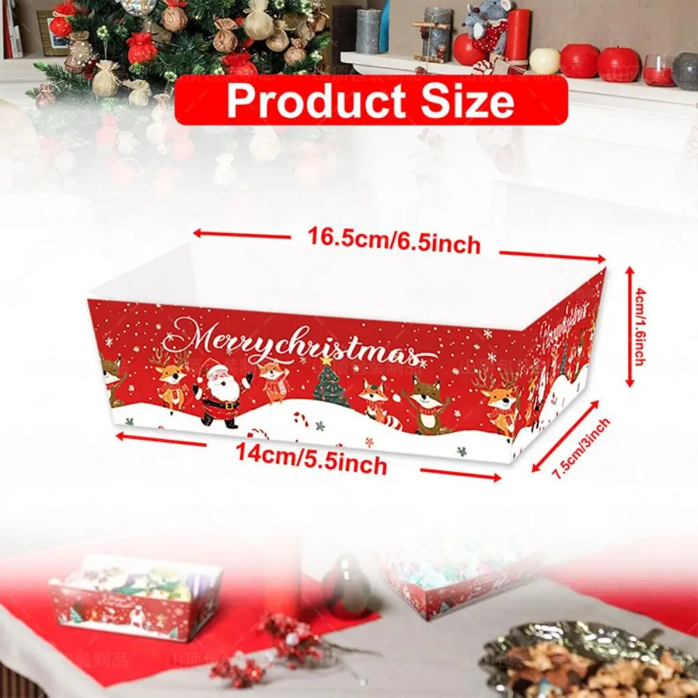 20Pcs Creative Christmas Paper Food Tray Thickened Paper Fast Food Package Box Red Household Christmas Party Supplies