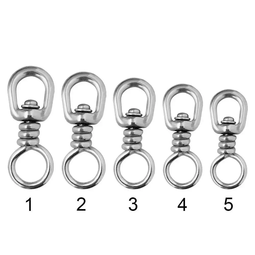 304 Stainless Steel Fishing Connector Pin Snap Rolling Ball Bearing Fishing Swivels Heavy Duty Anti-shock Lure Line Connector