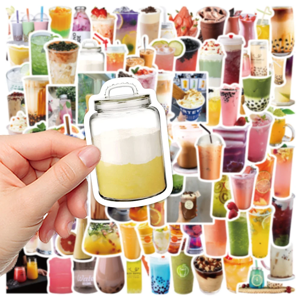 90Pcs Kawaii Pearl Milk Tea Ice Cream Stickers Boba Bubble Teas Waterproof Decals Sticker To DIY BulingBulingStickers Store