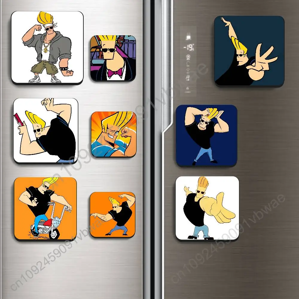 muscular physique Johnny Bravo Black Square Plastic Fridge Magnet, for Magnetic Sticker No Trace Left, Durable, Smooth