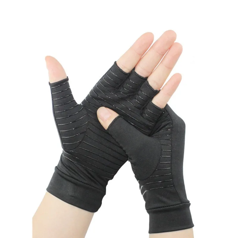 Copper Compression Arthritis Gloves Black Hand Gloves Hand Wrist Support Non-Slip Unisex Gloves Finger Joint Wrist Pain Relief