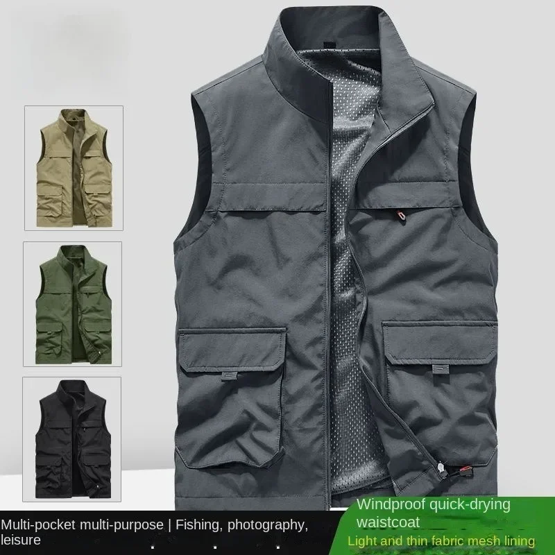 Fishing Clothing Waterproof Camping Vest Man Sleeveless Jacket Men's Windbreaker Work Male Jackets Hunting Luxury