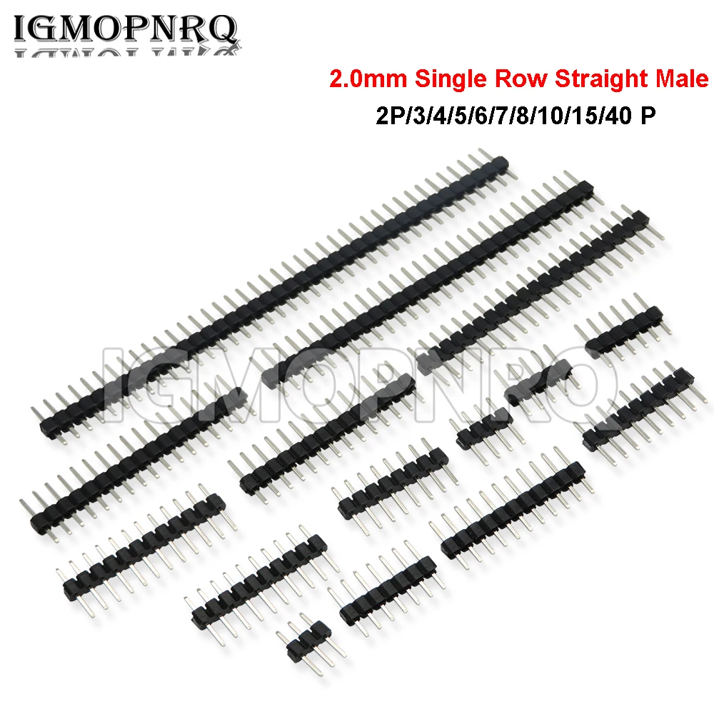 10 sztuk 2.0mm jeden rząd proste męskie głowica pinowa 2mm 1x 2/3/4/5/6/7/8/40 Pin złącze paska gniazdo 2P 5P 6P 7P 8P 10P 15P 40 P nowość