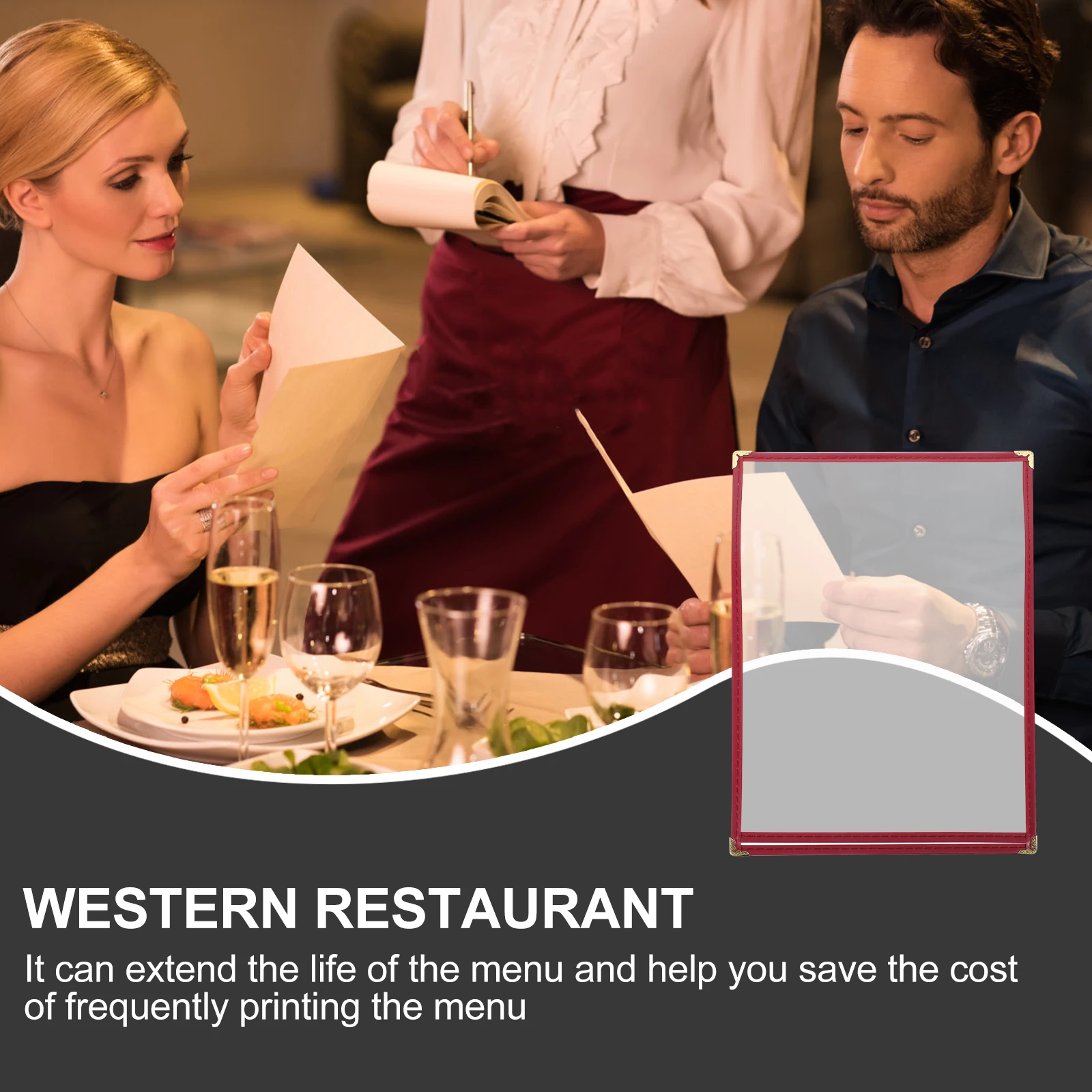 

2pcs Pvc Menu Holder Water Resistant Menu Cover For Hotel Restaurant Recipe Price List Protector Reusable Easy Clean