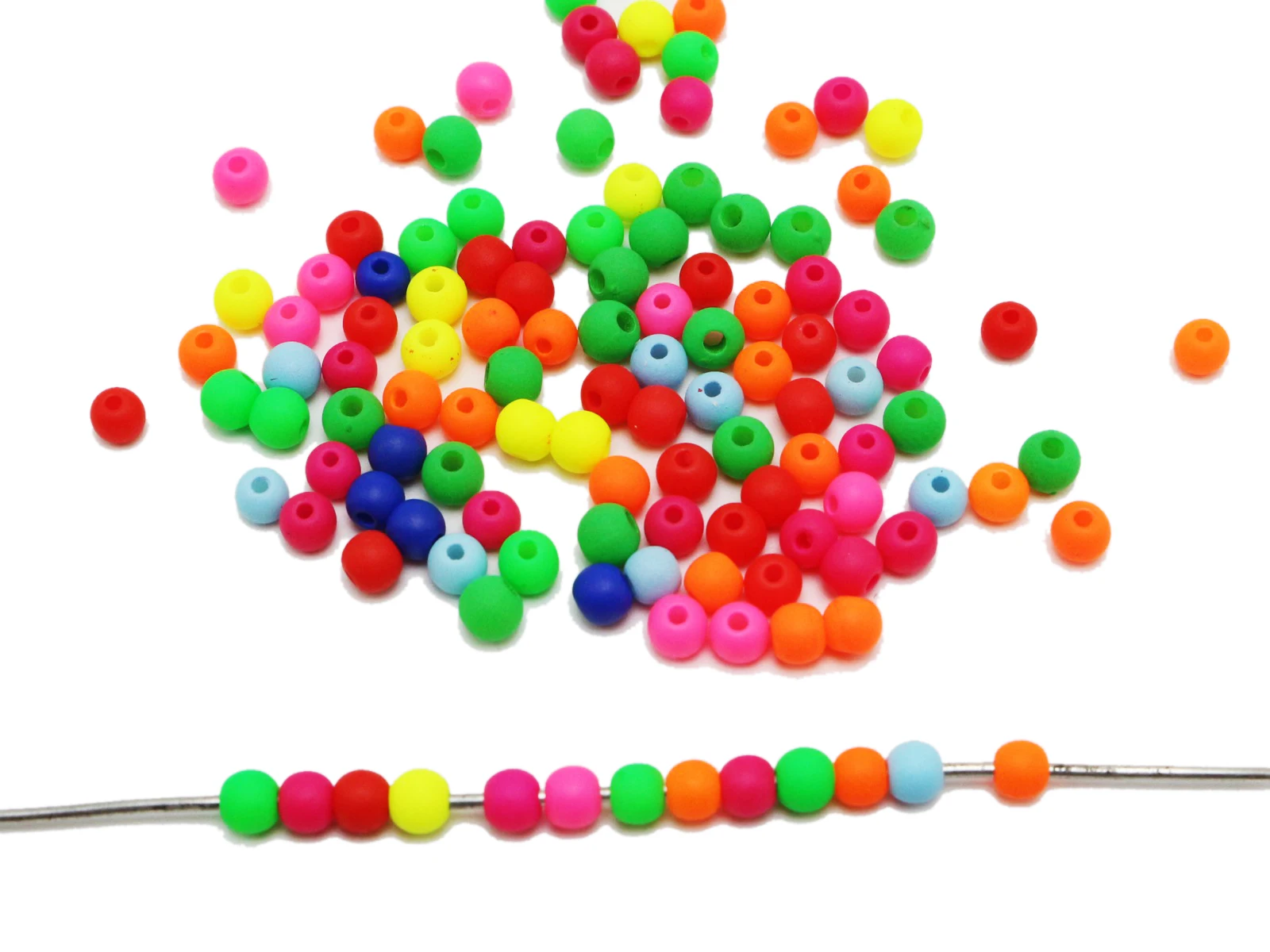 Mixed Frost Neon Color Acrylic Round Beads 5mm 6mm 8mm 10mm Smooth Ball