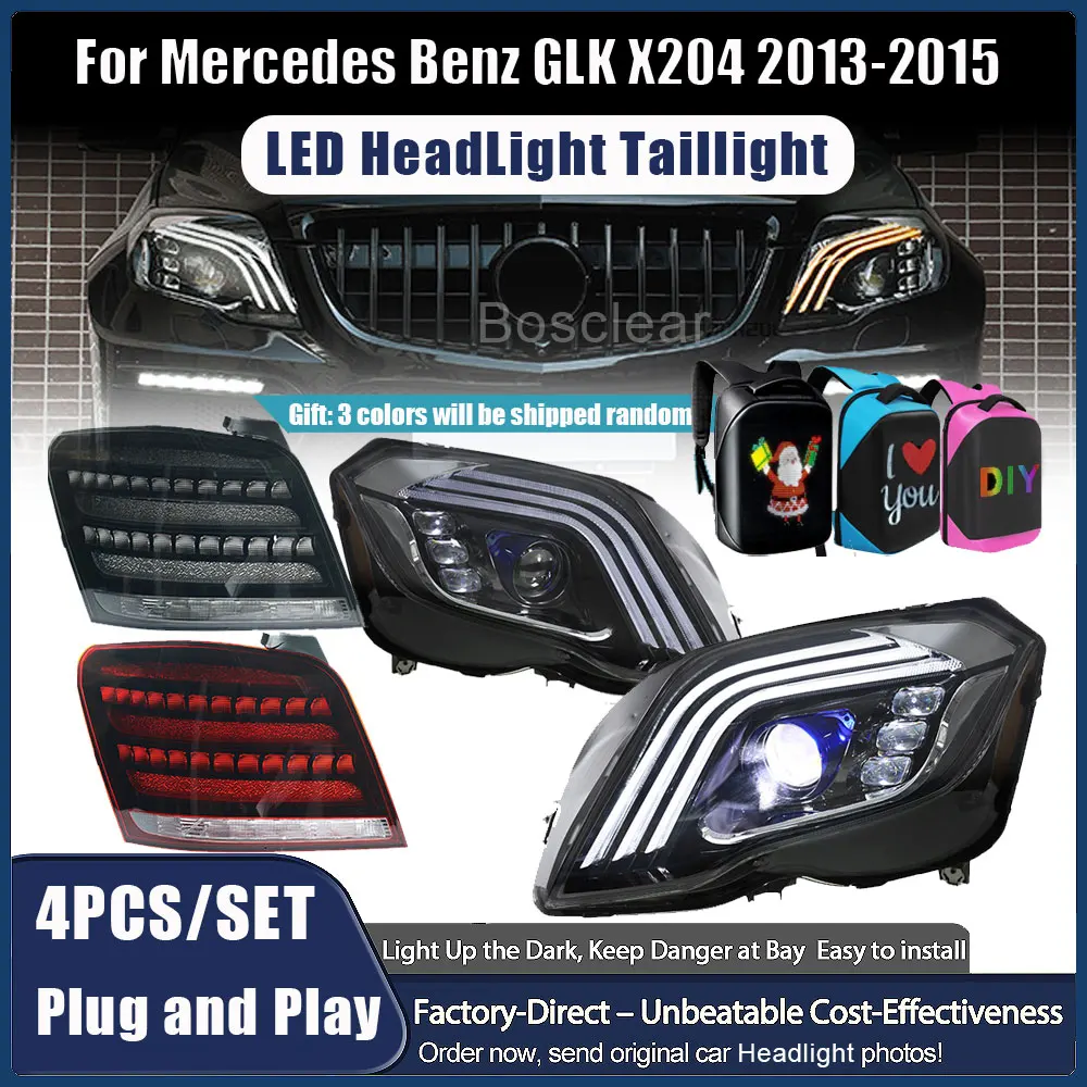 

LED Headlights TailLights Assembly for Mercedes-Benz GLK 200 260 300 2013-2015 TailLamps Running Dynamic Turning Rear Plug &Play