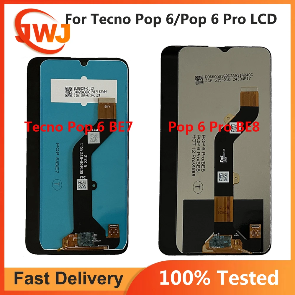 Tested LCD For Tecno Pop 6 BE7 LCD Display Touch Screen Digitizer Assembly For Pop 6 Go BE6j Pop 6 Pro BE8 LCD Replacement Parts
