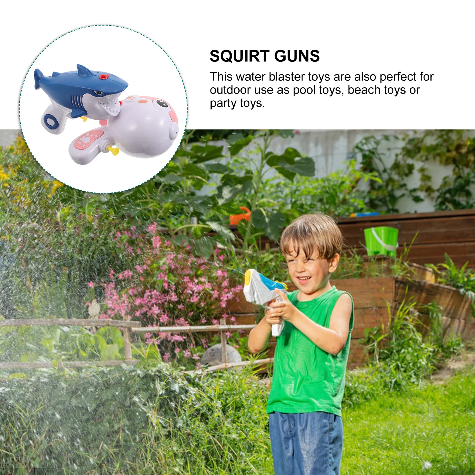 

2Pcs Children's Water Spray Soaker Animal Shapes Shark Pufferfish Easy Press Summer Pool Outdoor Backyard Play