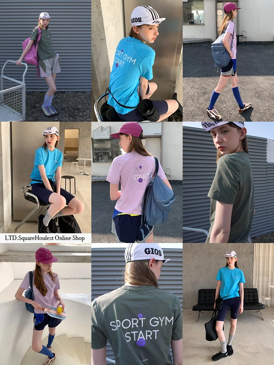 Square Houlest Casual Sportswear Fitness Short Sleeve T-Shirt Women Breathable Skin-friendly Quick Dry Antibacterial round Ne...