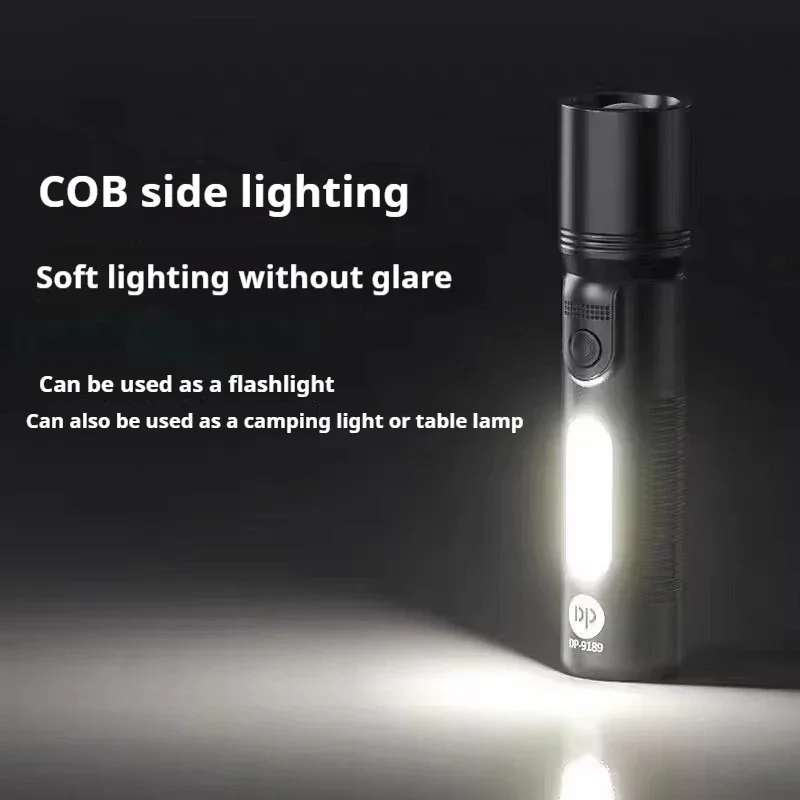 Recarregável led mini lanterna edc com 2w cob lado tocha luz mini portátil recarregável lâmpada auto defesa pequena lanterna