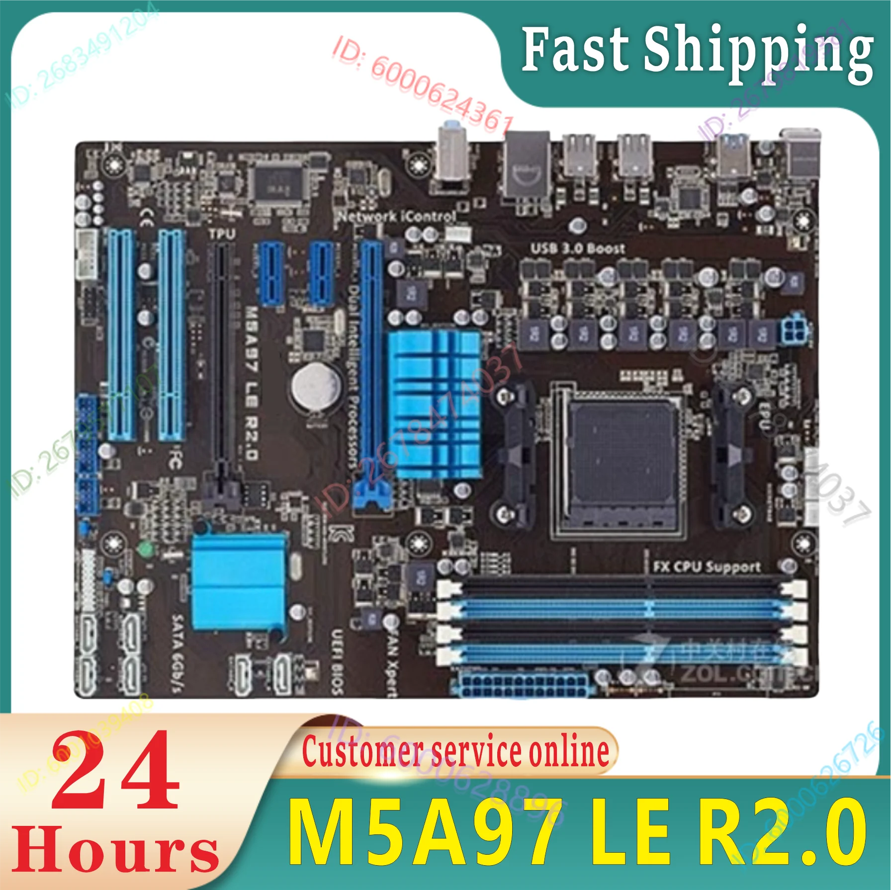 

M5A97 LE R2.0 computer board AM3+AM3 DDR3 32G suitable for AMD 970 desktop board USB3.0 SATA III 100% testing
