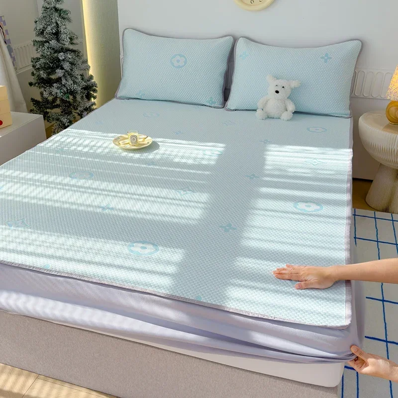 

New Summer Ice Bean Bed Mat with Cool But Not Ice Solid Bedspread Without Pillowcase Sheet Set with Elastic Bedding 200x220