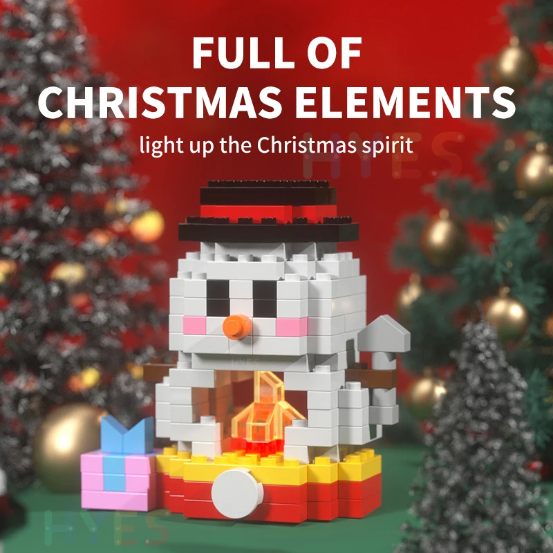 คริสต์มาสของขวัญ Micro Building Block Series Santa Claus Reindeer ปริศนาประกอบอิฐตกแต่งตาราง XMAS ของขวัญสําหรับเด็ก