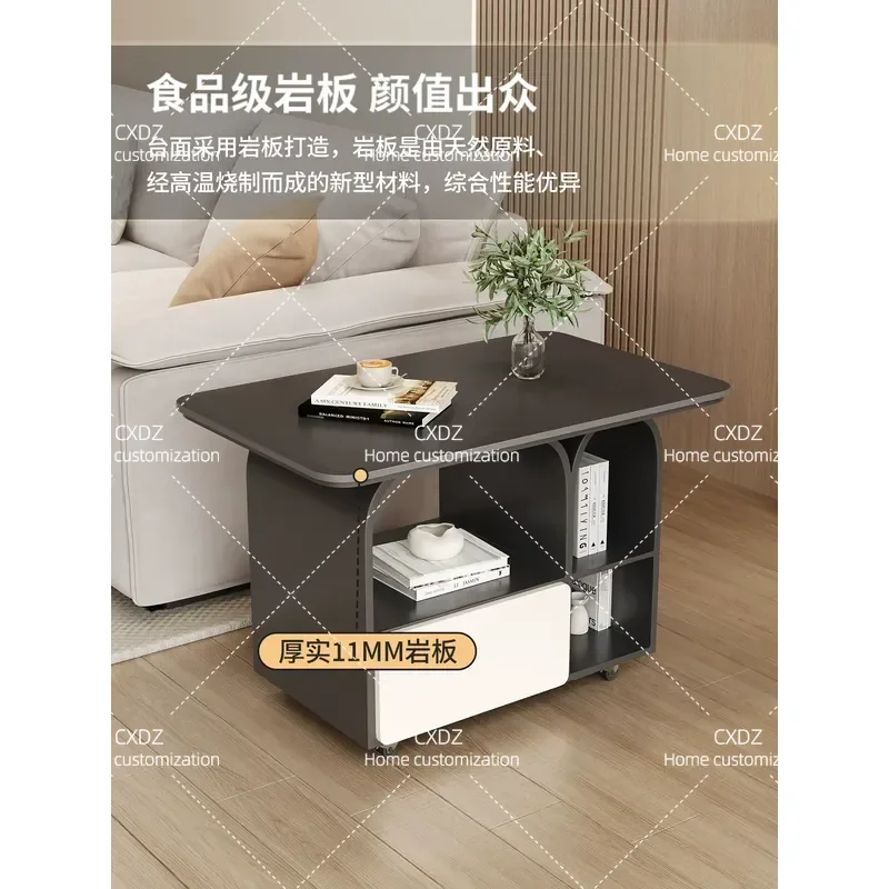 Yiyou modern simple style small apartment living room home sofa edge creative design trolley advanced rock slab coffee table