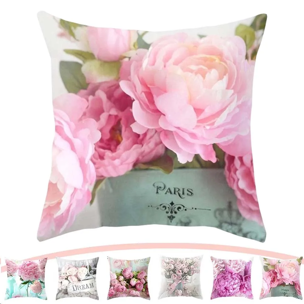 

1PC Retro Floral Rose Print Pillowcase Hidden Zipper Soft Cushion Cover for Couch Sofa Bedroom Living Room Decoration 쿠션 커버 배게커버