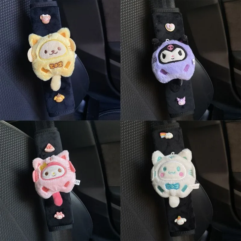 

Cinnamoroll PomPomPurin Anime Kawaii Sanrio Car Shoulder Guards Cute Creative Cartoon Safety Belt Covers Gifts Toys for Kids