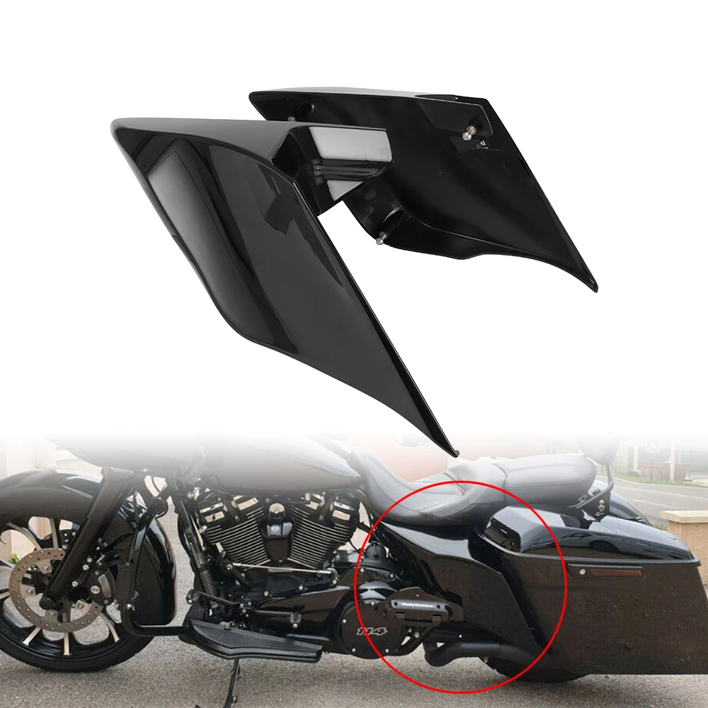 Czarny rozciągnięty przedłużony pokrywa boczna dla 14 + Harley Davidson Touring