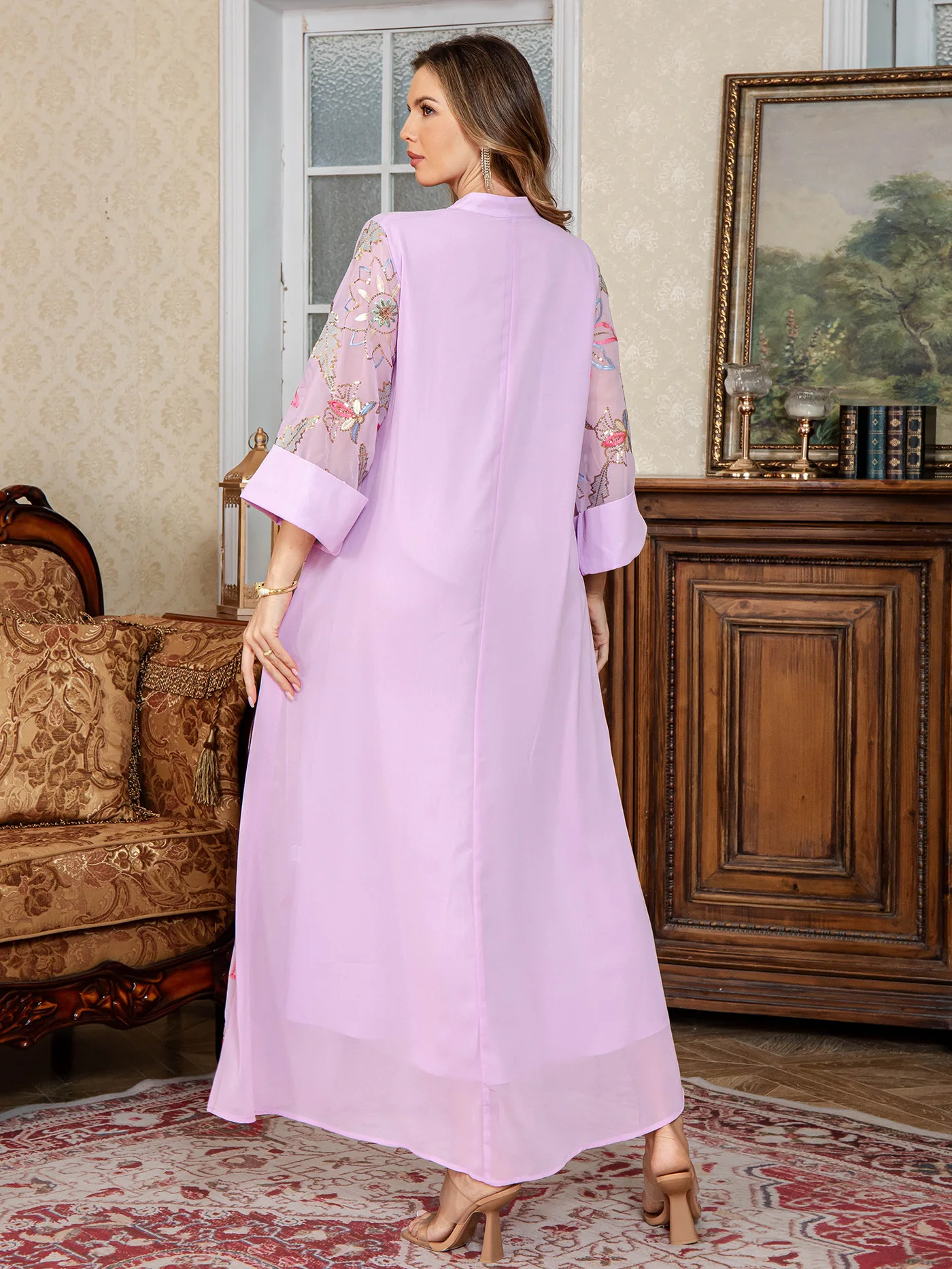 عباية إسلامية جديدة على الموضة لعام 2025 ملابس عباية عصرية مطرزة جلابية رمضان رداء طويل المغرب عبايات دبي #5