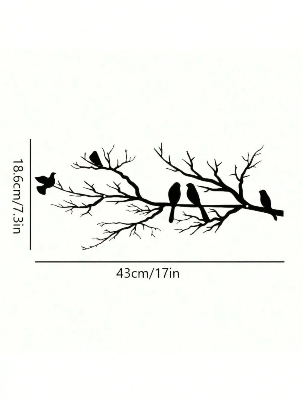 Metal bird wall decoration, black wrought iron decoration, suitable for indoor and outdoor home garden decoration