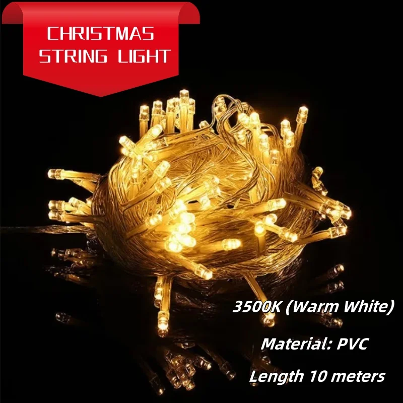 Led Christmas Light String Outdoor Decorative Lamp Plug-In Plug Christmas Light Background Lighting Starry Sky 10 Meters