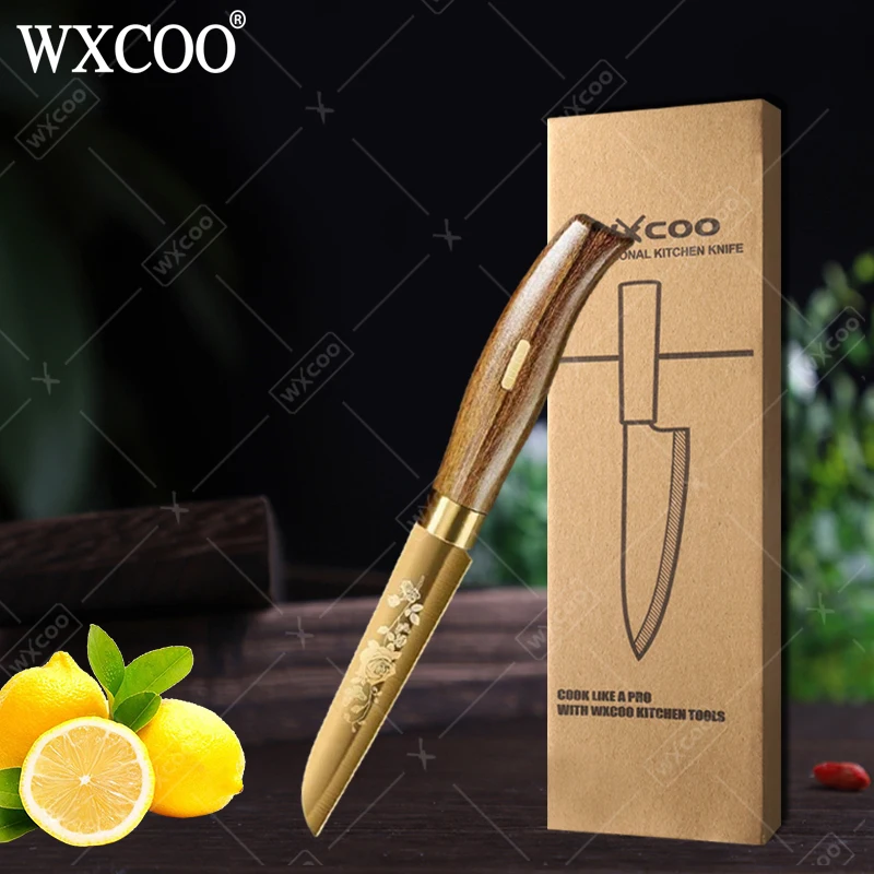 WXCOO 4 Zoll Obstmesser Edelstahl Scharfe Schälmesser Haushalt Obst und Gemüse Schneiden Schneiden Allzweckmesser Kochen