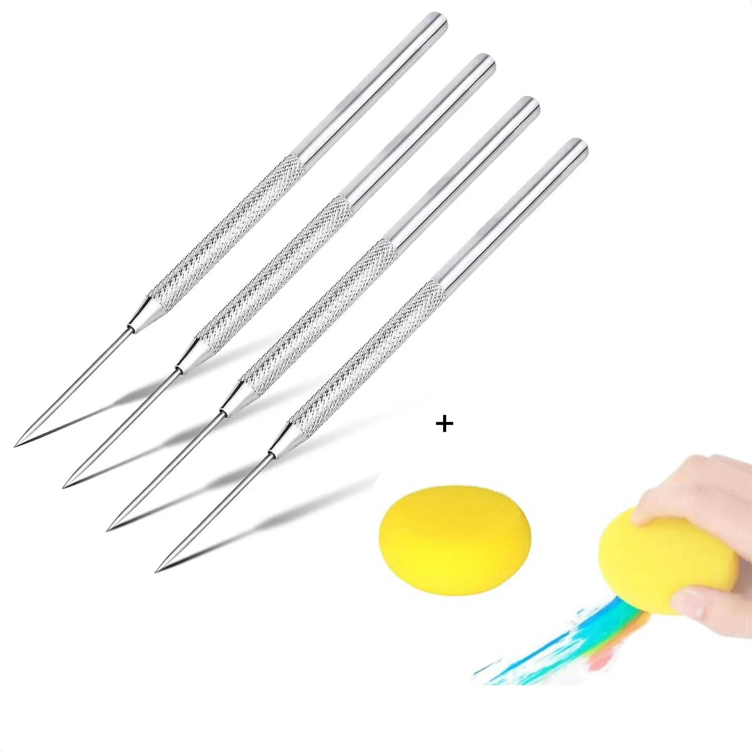 

6Pcs Clay Ceramic Needle Detail Tools with Paint Sponges Feather Wire Texture Tool for Clay Pottery Sculpting Tool Detail Pin