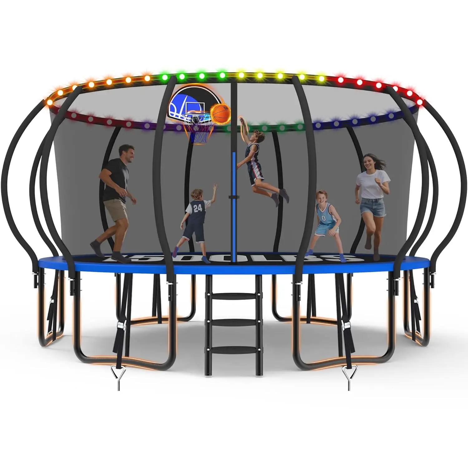 

【Улучшенная модель】 Уличный батут для детей, 16FT 15FT 14FT 12FT 10FT 8FT, до 680 кг, с баскетбольным кольцом, на заказ