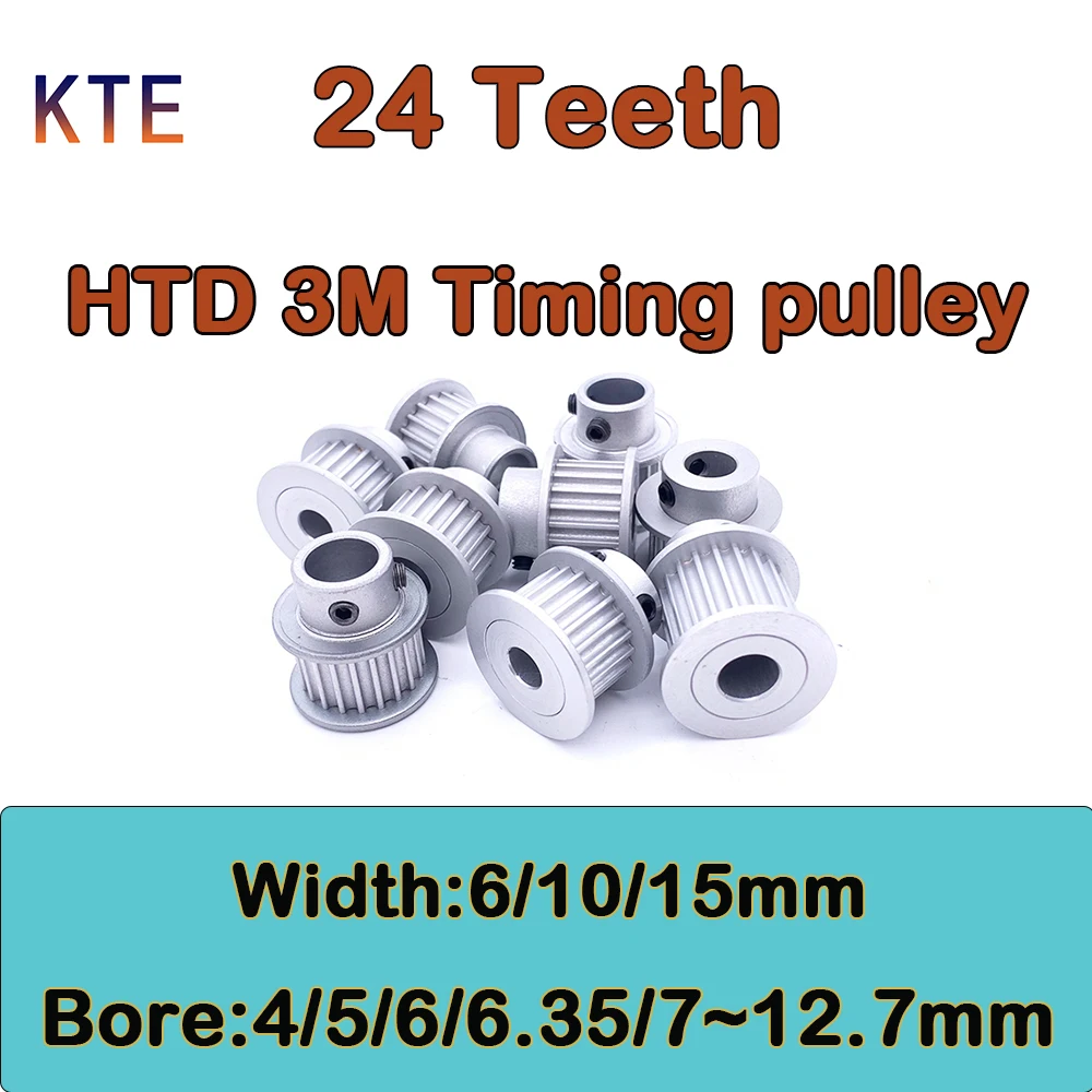 

24 Teeth HTD3M Timing Pulley Bore 4 5 6 6.35 7 8 10 12 12.7mm 3M Timing Pulley Belt Width 10 15mm 3M Pulleys Synchronous Wheels