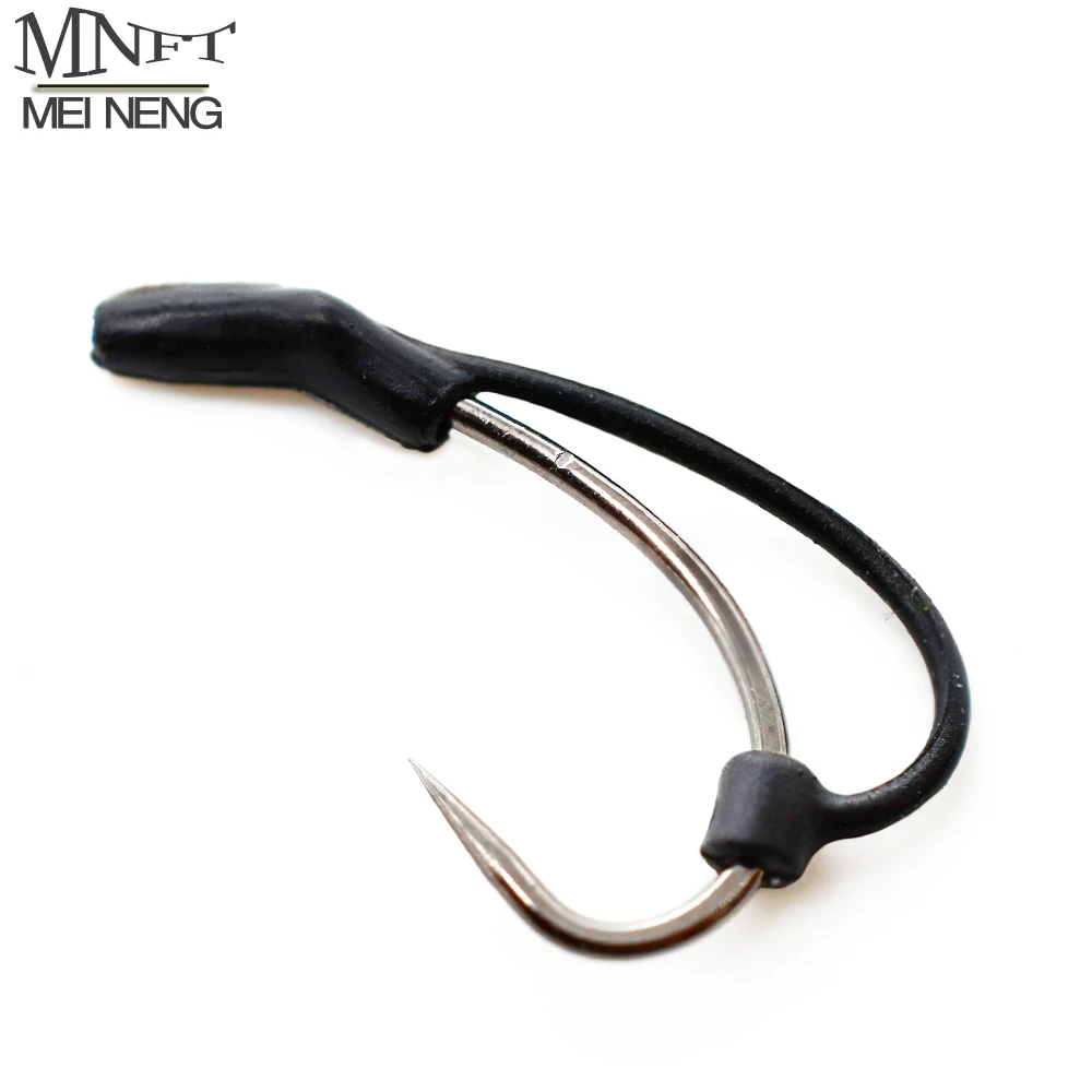 MNFT 8Set Carp Fishing Combination Black Soft Silicone Tube & Barbless High Carbon Steel Hook Reverse Bottom Fish Accessories