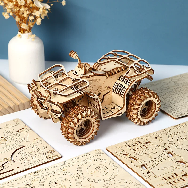 DIY 3D Wooden Puzzle  Model Kit DIY Models Toys Gift for Adults Boys ATV All Terrain Vehicle Seaside Motorcycle Dune Buggy