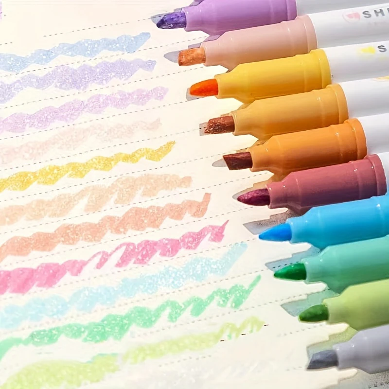 

4Pcs/Set Glitter Highlighters, Flexible Line Width & Smudge-Proof Water-Based Ink For Sparkling Note-Taking, Planner, Journaling