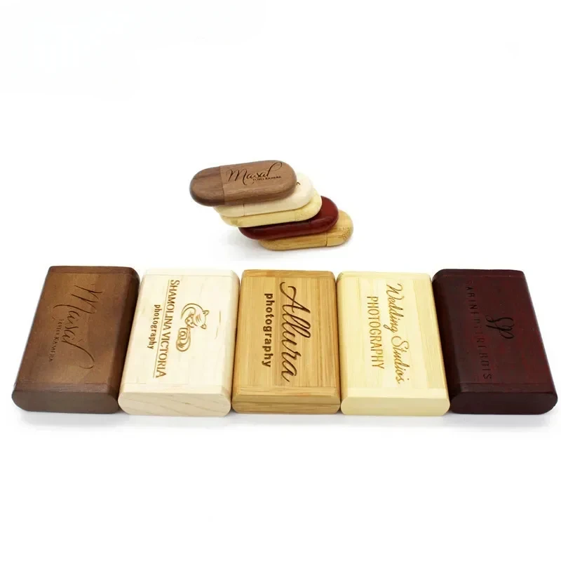 SHANDIAN USB 3.0 1PCS free custom logo USB Flash Drive  Oval Pendrive 4GB 16GB 32GB 64GB Gift Pen Drive with Wooden Box