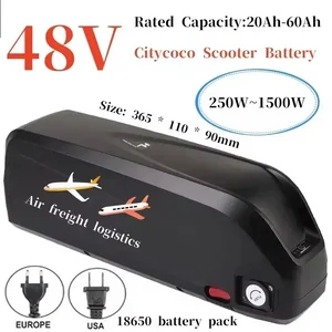 البطارية الأصلية لسكوتر Citycoco الكهربائي 48V 20AH-60AH ل 250W ~ 1500W دراجة نارية / دراجة بطارية ليثيوم مقاومة للماء + شاحن 2A أعلى 7 مبيعات 1500 واط بطارية سكوتر - رقم 7