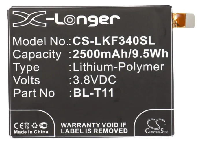ALLCCX GreenBatteryPower 2500mAh 3.8V 9.5Wh Batería de polímero de litio para móvil y teléfono inteligente para LG G Flex, F340, L22, BL-T11, EAC62218301