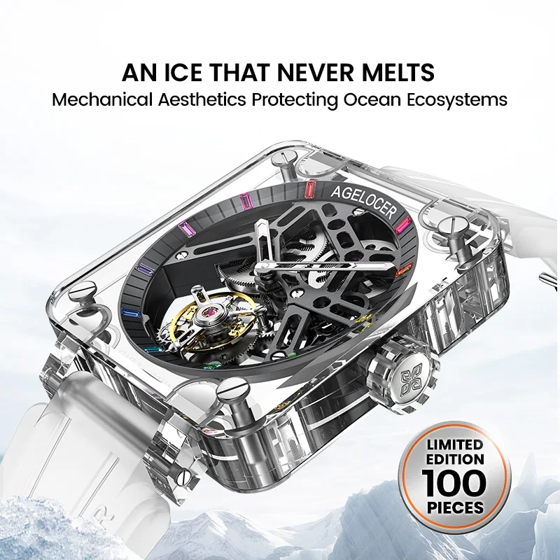 AGELOCER Limited Edition Original Tourbillon Watch Sapphire Crystal Case Men's Luxury Skeleton Manual Mechanical Watches