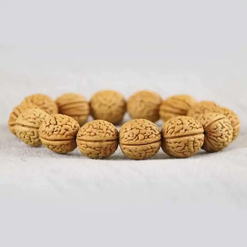 Natural Wild Mountain Peach Walnut Hu Bracelet Short Pile Dense Pattern Brain Pattern Peach Kernel Hand Play Piece Unisex Single