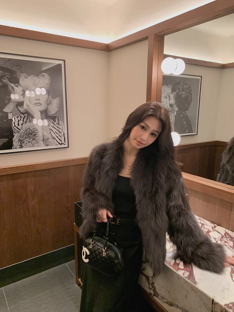 صديقة للبيئة الفراء Jaet المرأة ort Sle مريحة الدفء V-Ne طويلة Sve الوقوف صالح الخريف الشتاء وصول جديد #2